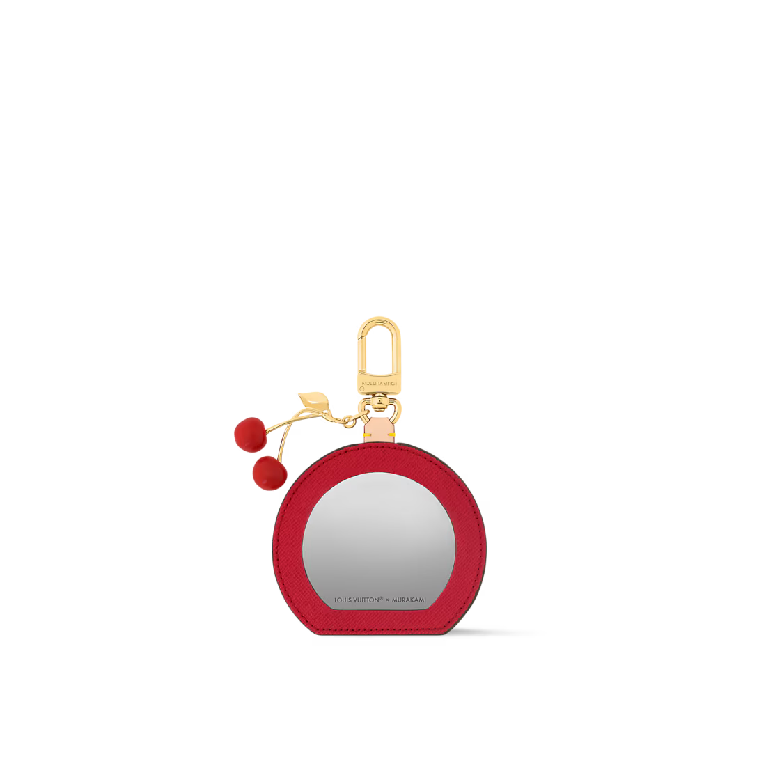 LV x TM Cerise LV Mini Mirror Bag Charm With Box